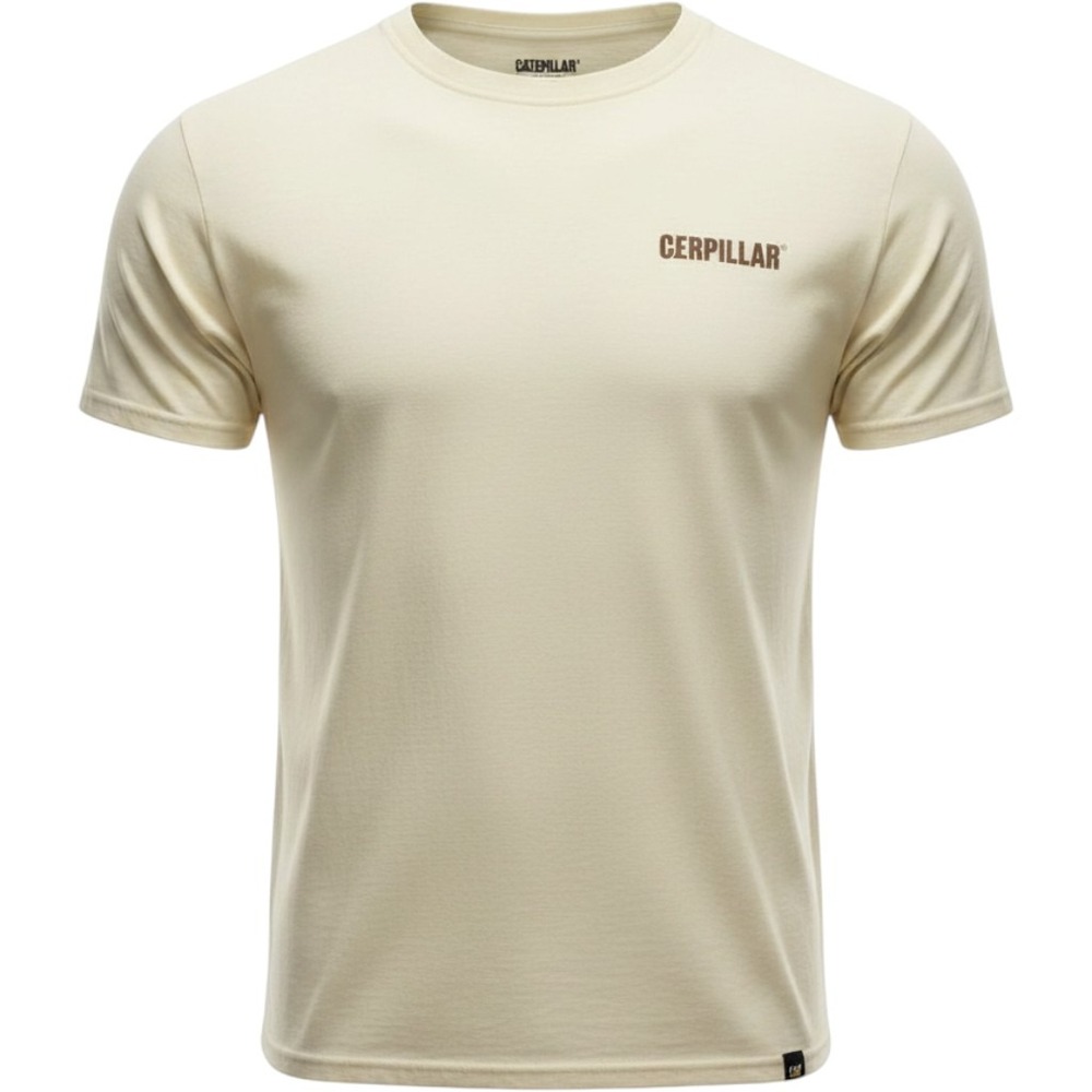 NWT Caterpillar Mens Special Edition Graphic Tee Cream Heavyweight Cotton Large
